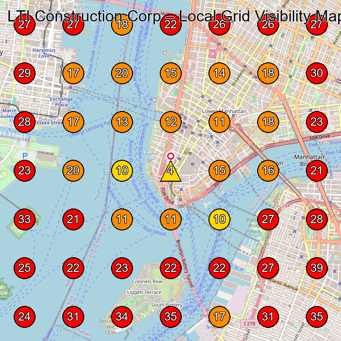 LTI Construction Corp GeoGrid visibility map for Construction Company in New York